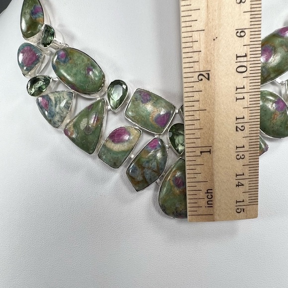 Beautiful Ruby Fuchsite 925 Large Gemstone Necklace - Picture 3 of 5